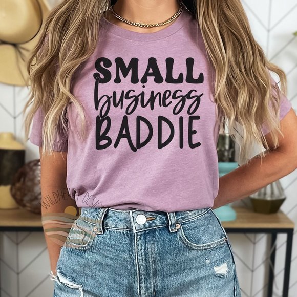 Tops - Small Business Baddie T-shirt - Heather Lilac